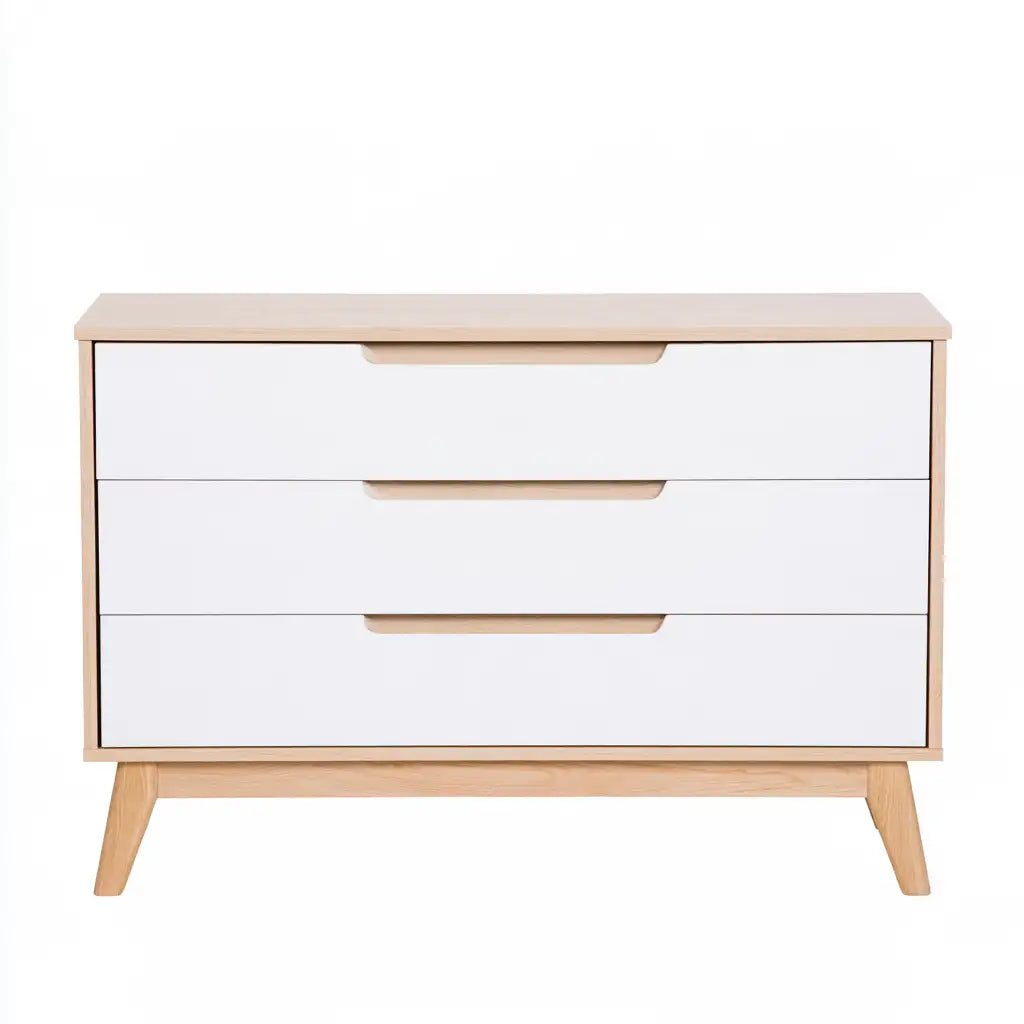 Credenza dalla forma compatta, bianco e marrone, per la casa