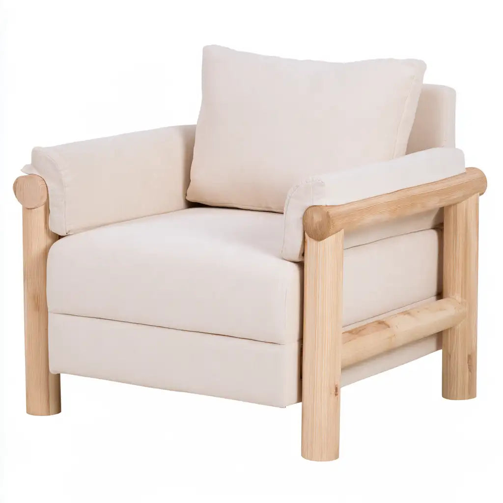 Poltrona dalle linee moderne, beige e rosa, per la casa
