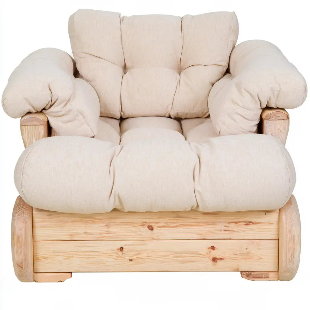 Poltrona dalla forma compatta, beige e rosa, per la casa