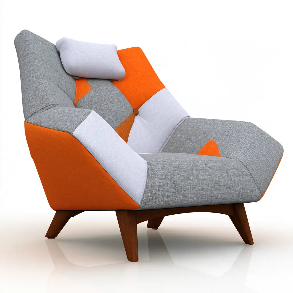 Poltrona dal design essenziale, grigio e arancione, per la casa